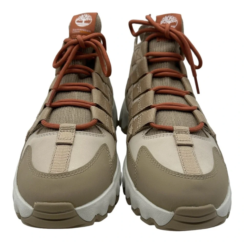 Men's Timberland TBL Edge EK+ Mid Hiking Boots Shoes White Beige Nubuck Size 8.5